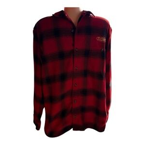 Stormy Kromer Flannel St Croix Rod Shirt Mens Medium Red Plaid USA Made Cotton